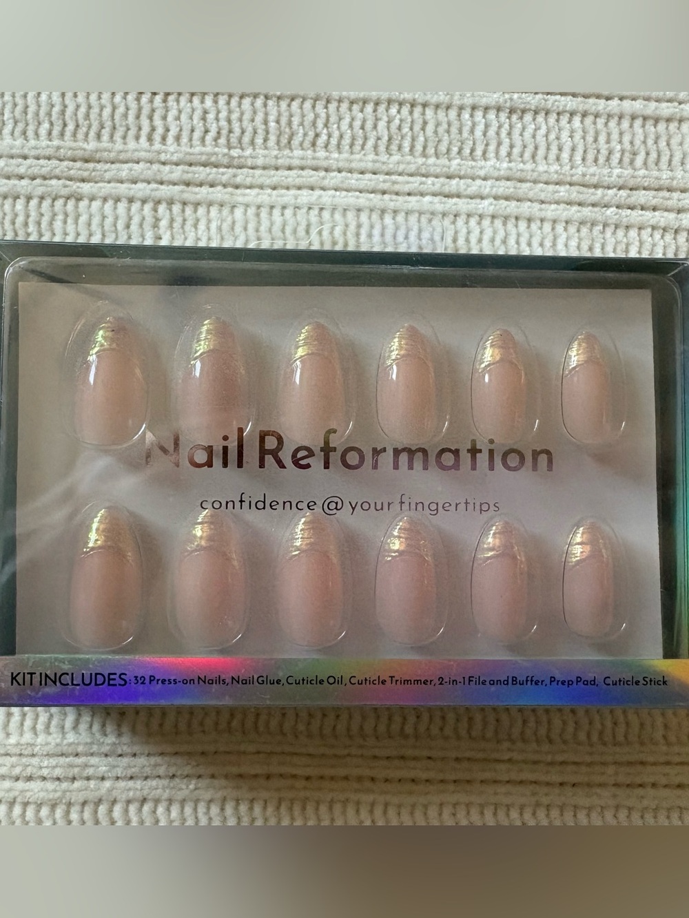 Nail Reformation Nude Press-On Nails with Iridescent Gold Tips